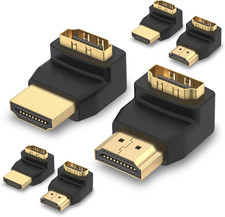 HDMI 90 and 270 Degree Adapter 6-Pack, Right Angle HDMI Adapter Male to Female L