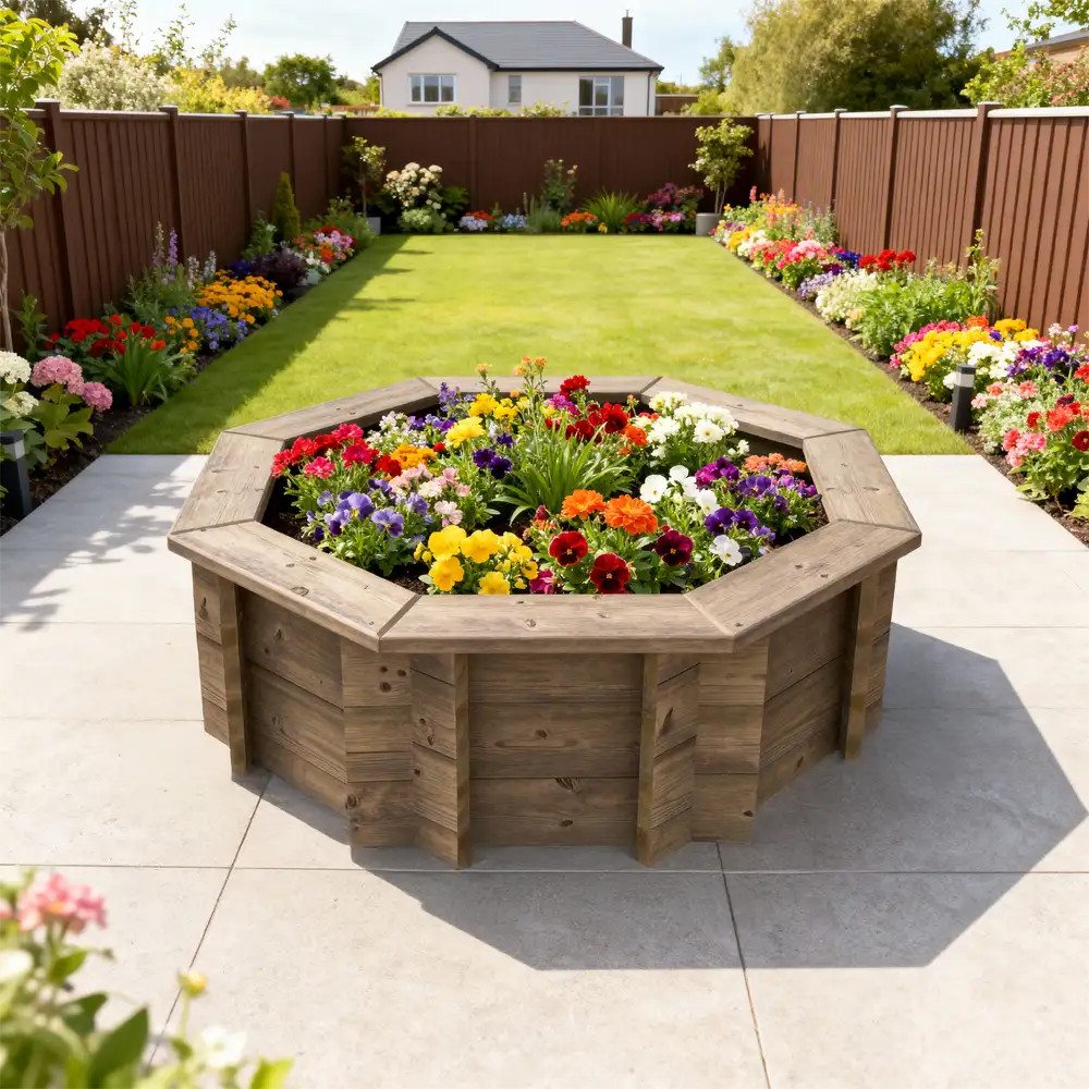 Raised Garden Bed - 4ft Octagonal - 429mm Height - 27mm Thick Wall