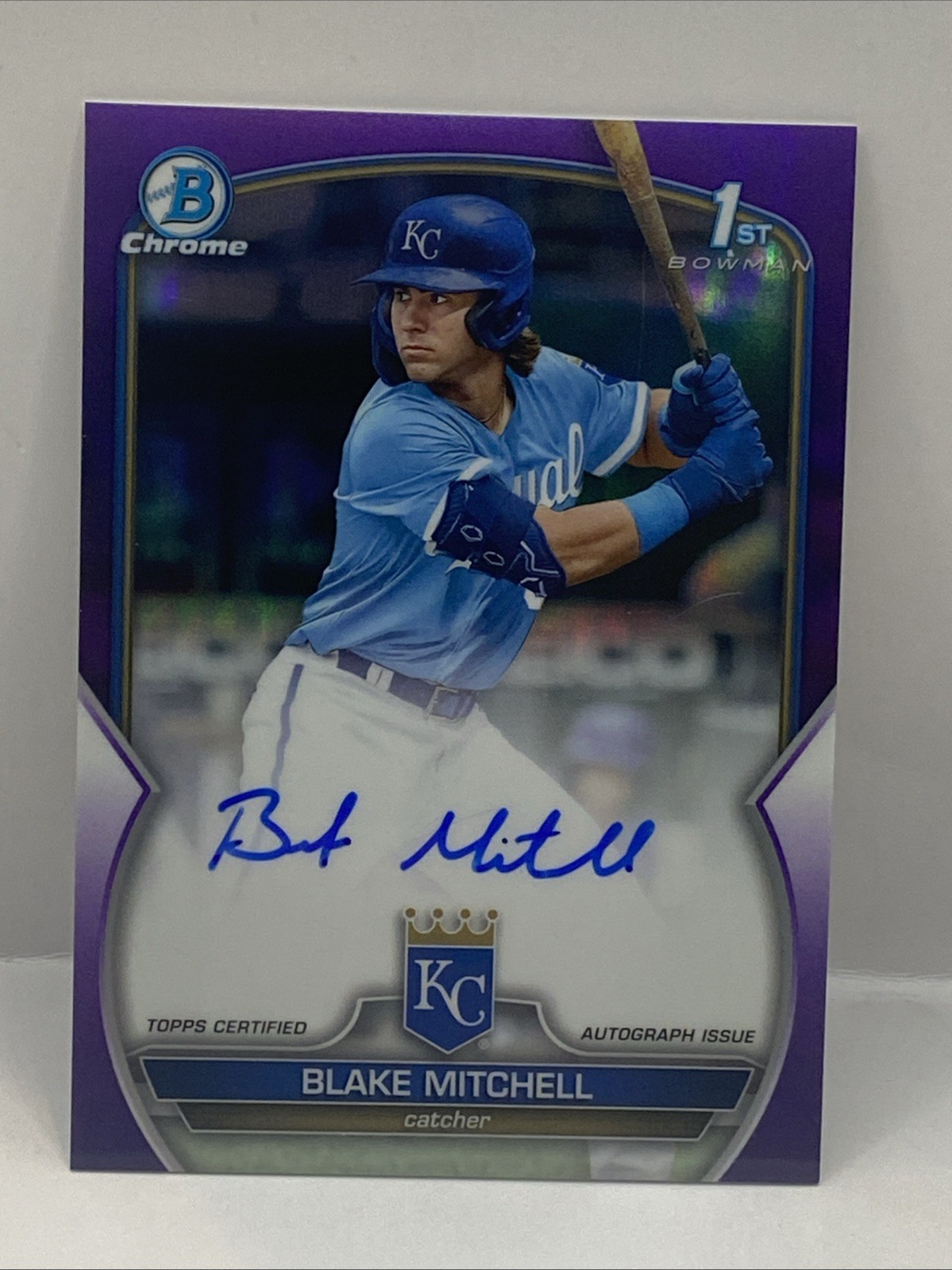 2023 Bowman Draft #CDA-BMI Blake Mitchell Chrome Prospect Auto Purple #/250