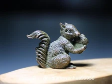 China Dynasty Folk Old Antique Red Copper Squirrels Eat Pine Nuts Squirrel 5CM