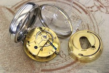 Schwere antike Spindel Taschenuhr massiv Silb...
