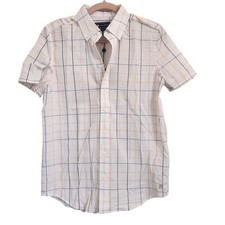 NWT Brooks Brothers Boy's Short Sleeve Button Up Shirt Blue and Orange 16Y
