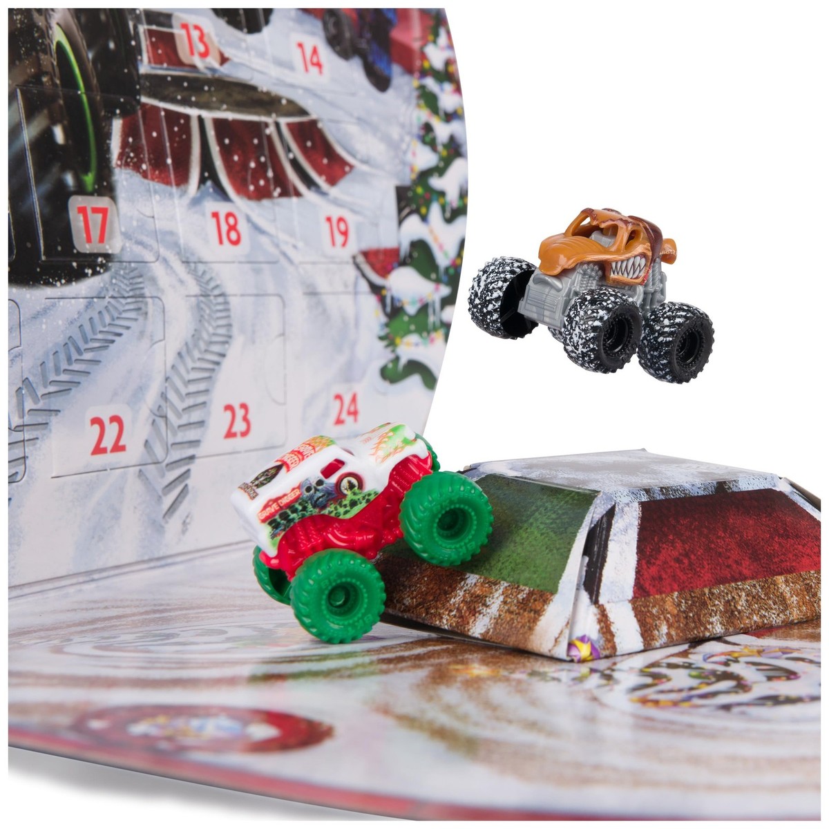Monster Jam Advent Calendar with 24 Mini Trucks & Accessories Ages