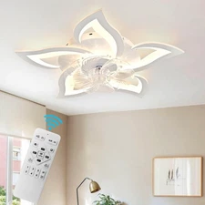Modern Low Profile Ceiling Fan with Lights and Remote Control, 27 Inch Flush ...