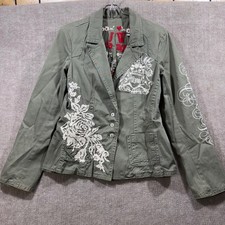 Johnny Was Los Angeles Women's Embroidered Blazer Jacket S/M Crest Rose Accent