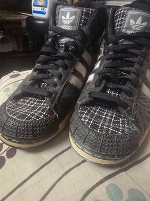 Vintage Adidas Half Shell Mid Plaid Black White Rare, Men's 8