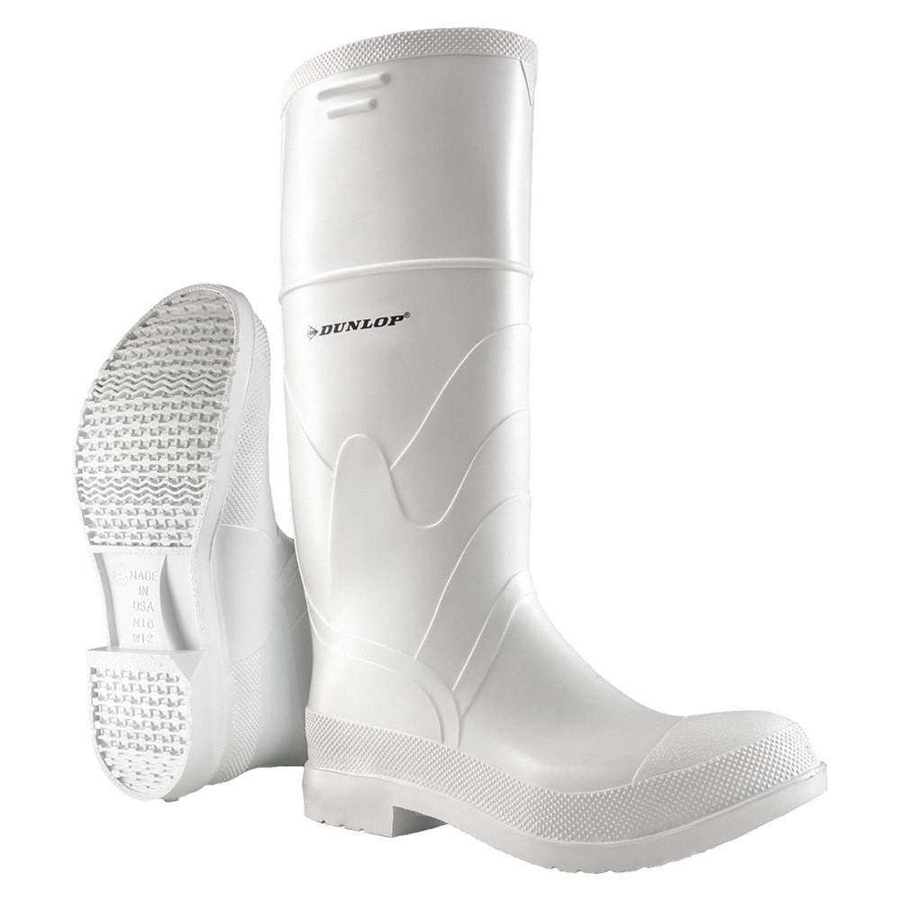 DUNLOP 810110933 Rubber Boot,Men's,9,Knee,White,PR 8WXE1