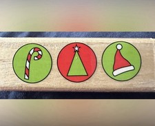 Hampton Arts Holiday Trio- 1x3" Wood Mounted Rubber Stamp