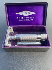 Vintage 1930's Gillette “Aristocrat” Shaving/ Safety Razor In Silver Case
