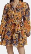 Farm Rio Women's Yellow Pineapple Flowers Yellow Mini Dress Size M