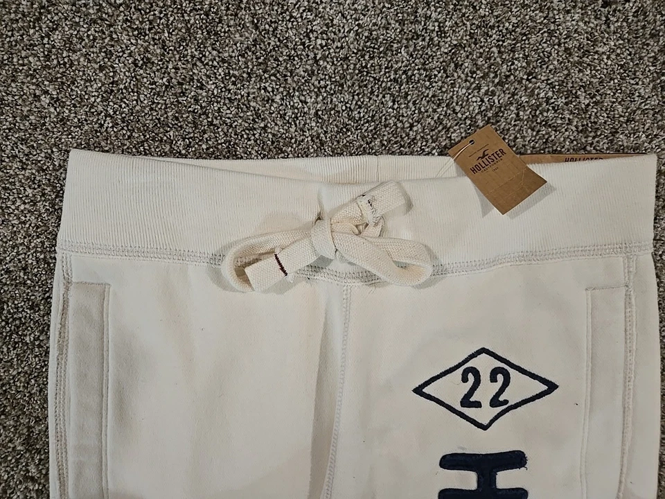 Pantalones deportivos rectos clásicos Hollister nuevos con etiquetas para hombre talla XS ropa de salón crema Foto 4 de 4