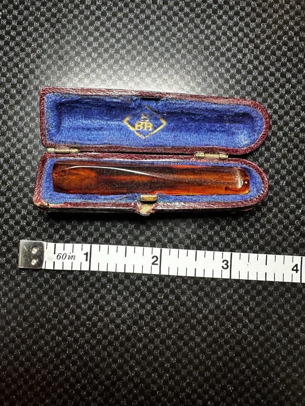 Antique Amber Cigar Holder With Case
