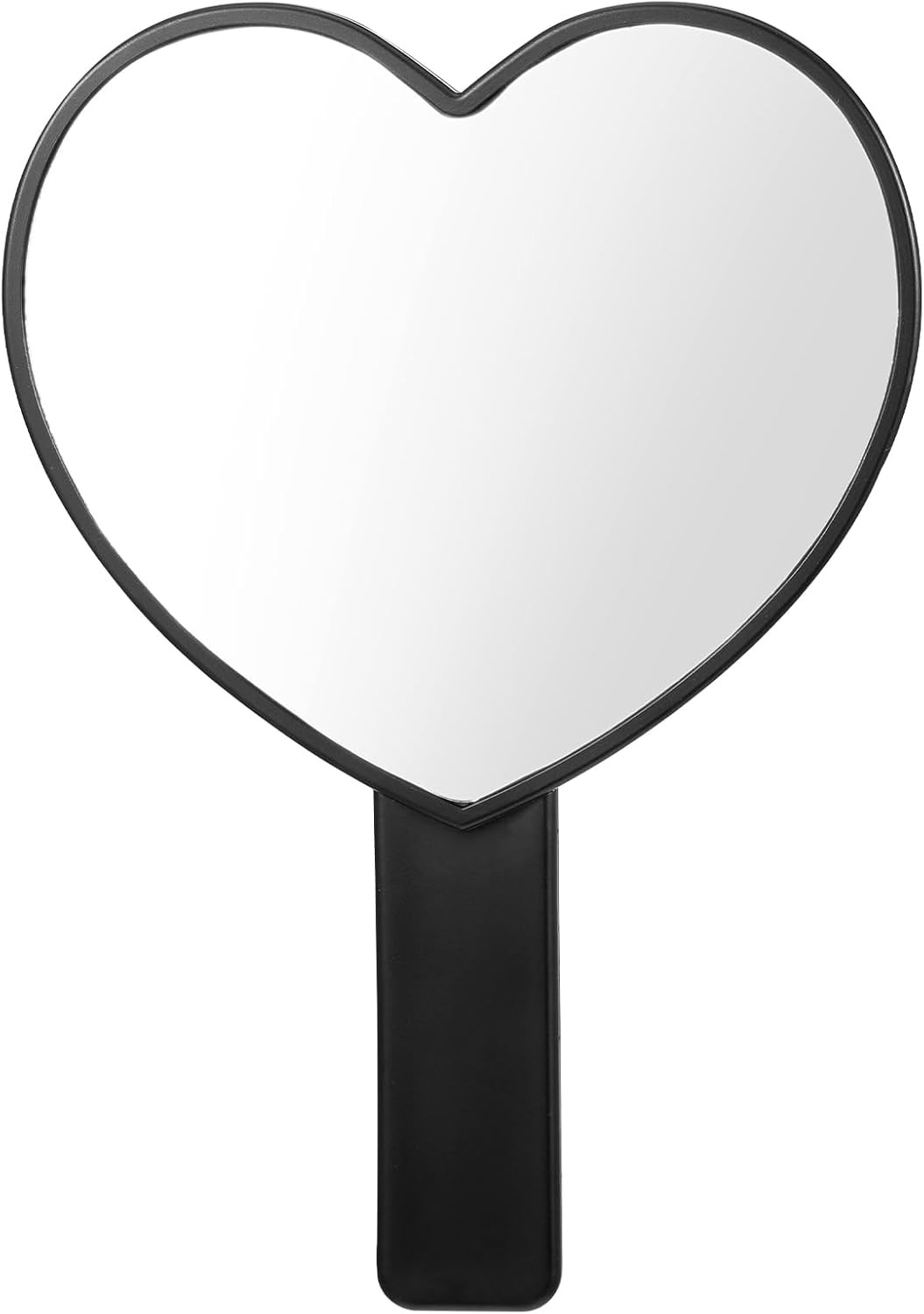 Heart-Shaped Handheld Mirror with Handle, Cute Single-Sided Portable Travel Mak