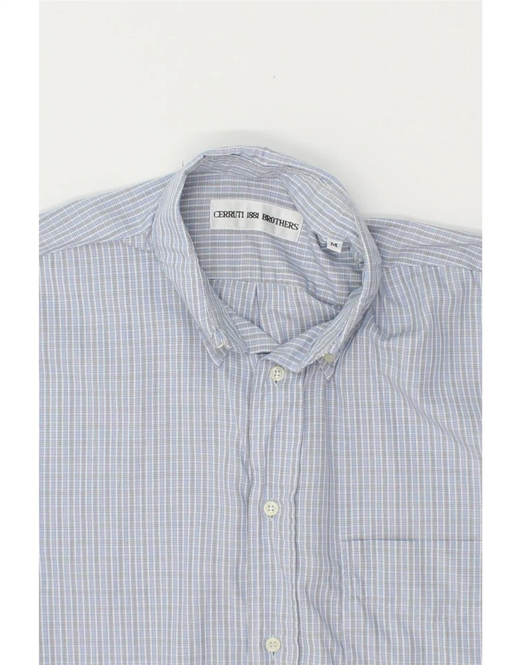 CERRUTI 1881 Mens Shirt Medium Blue Check Cotton XH10 - Image 4 of 4