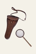 Vintage Brass Magnifying Glass with Leather Case