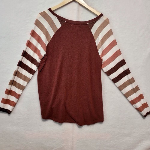 24/7 Maurices Mujer Talla Grande Manga Larga Borgoña Con Beige Blanco Naranja - Imagen 2 de 10