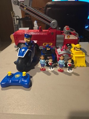 Paw Patrol Toy Lot - RARE Firetruck + 3 Other Vehicles, 1 RC Bike & 7 Figures