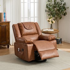For Seniors PU Remote-Controlled Heating and Massage Assistive Recliner Brown