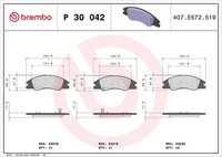 Brembo Bremsbelagsatz, Scheibenbremse P 30 042 FüR KIA