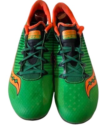 Saucony Vendetta 2 Mens Slime Orange Running Cleats Spikes  display picture 1