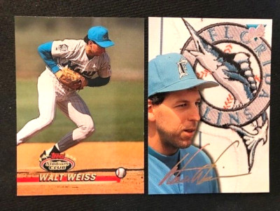 MLB - Walt Weiss 1993 Topps Stadium Club & !993 Leaf Studio Baseball - Marlins