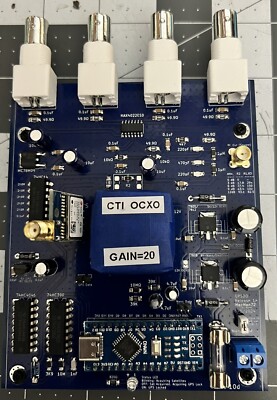 4 CH GPSDO Board: Arduino Based, Neo-M8N Controlled, CTI OSC5A2B02 100mm X 120mm