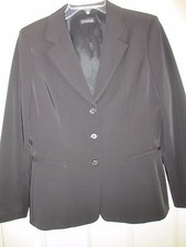 TAHARI BLACK BLAZER LINED BUTTON FRONT 2 POCKETS POLY/SPANDEX NWOT SIZE 10