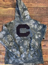 Champion Blue Tie Dye Hoodie Sweatshirt Reverse Weave Big C Logo Sz Medium