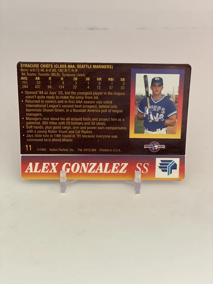 1995 Action Packed Minor League Alex Gonzalez #11 RC - Image 4 of 4