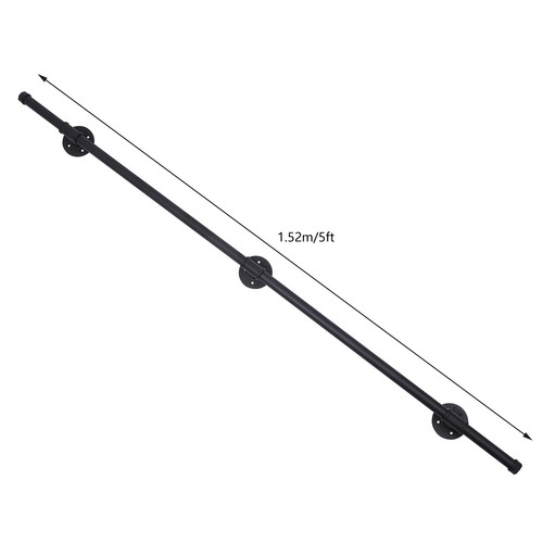 5 FT Iron Handrail for Steps Stair Railing Hand Rail Kit Black Outdoor Indoor - Picture 3 of 12