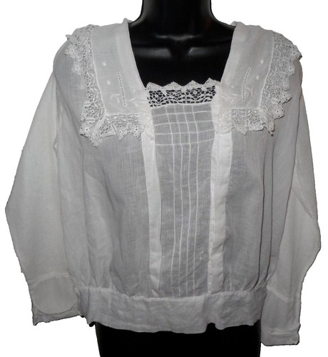 Vintage Antique Edwardian Cotton Crochet Boxy Tank Top Western