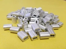 100 Sleeve Ferrules 1/8" Aluminum Cable Snare Wire Swage Line End Double Barrel