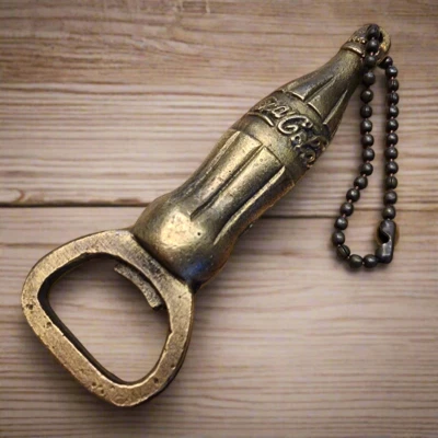 Coca-Cola Bottle Solid Brass Bottle Opener With Raised Lettering (4.5" x 2")