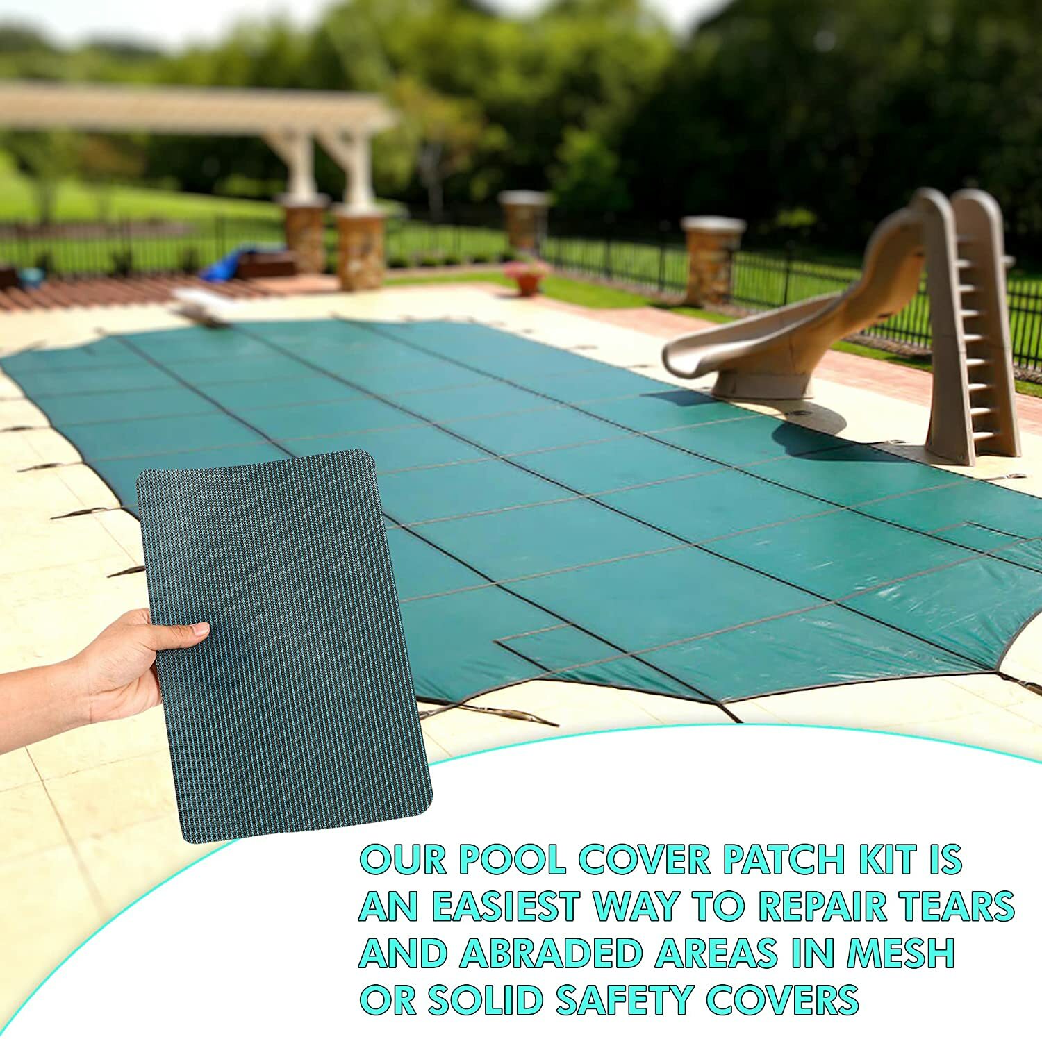 Swimming Pool Safety Cover Patch Kit 3 Pack Repair Mesh Self Adhesive