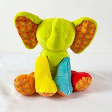A110 First Impressions Green Elephant Color Block Plush 10" Stuffed Toy Lovey