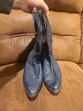 Vintage Acme Dingo Ladies Cowboy Boot Navy Crunch Leather Suede 7M