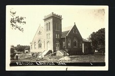 Lohrville Iowa IA c1910 RPPC Old Brick M E Church Under Construction Nearly Done
