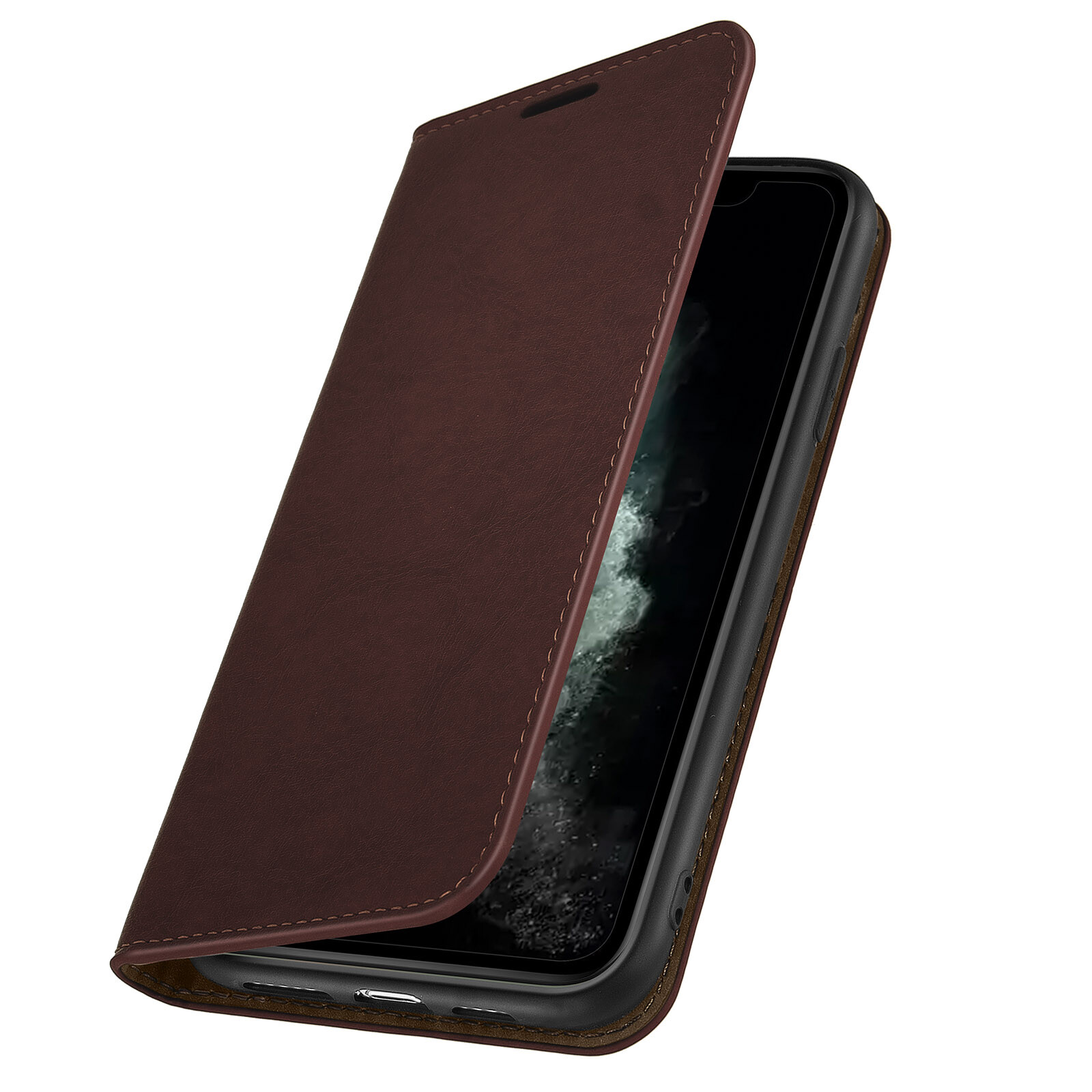 Folio Real Leather iPhone 11 Pro Max Case Card-holder Video Stand