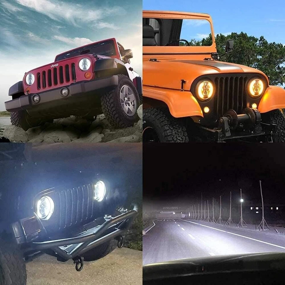 Pair 7" Round LED Headlights DRL Turn Signal Lamp For Austin Mini Cooper Classic - image 2 of 4