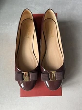 Authentic Salvatore Ferragamo New Brown Varina Bow Flats Shoes 9.5 C 10