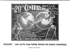 1896 The 20th Century Bicycle Headlight Bett's Co SANTA CLAUS Bicycle Trade Ad