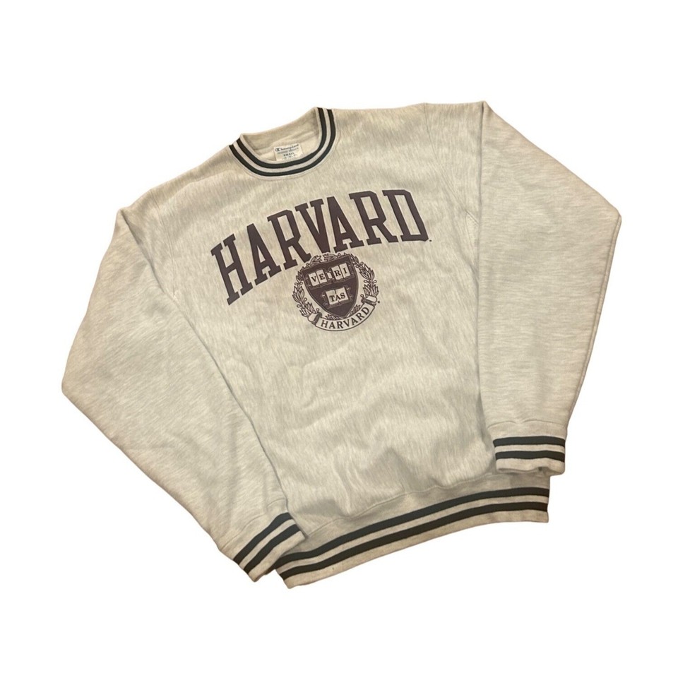 Champion Reverse Weave Harvard University Crewneck Sweatshirt Gray Men's Small eBay