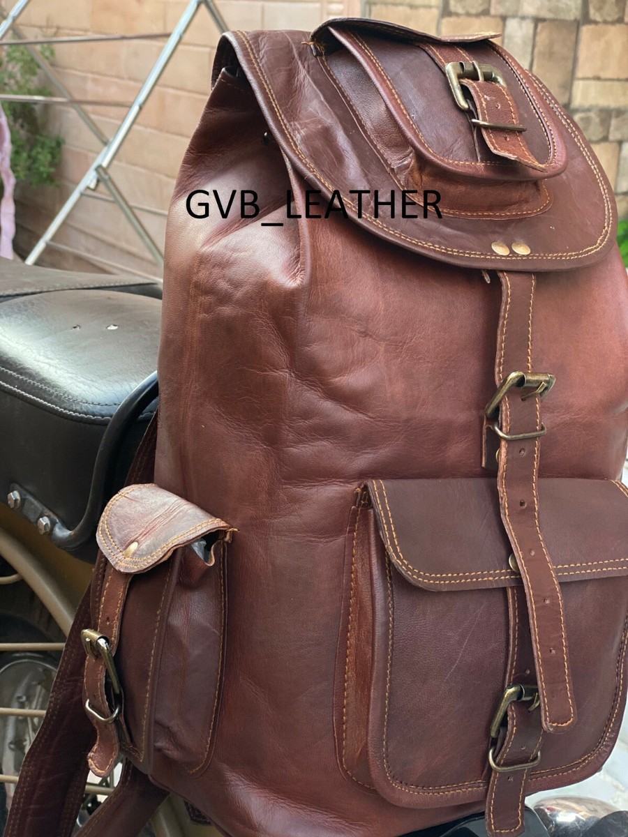 20 inch Vintage Genuine Leather Travel Camp Rucksack Backpack Brown Laptop Bag 20 inch Vintage Genuine Leather Travel Camp Rucksack Backpack Brown Laptop Bag
