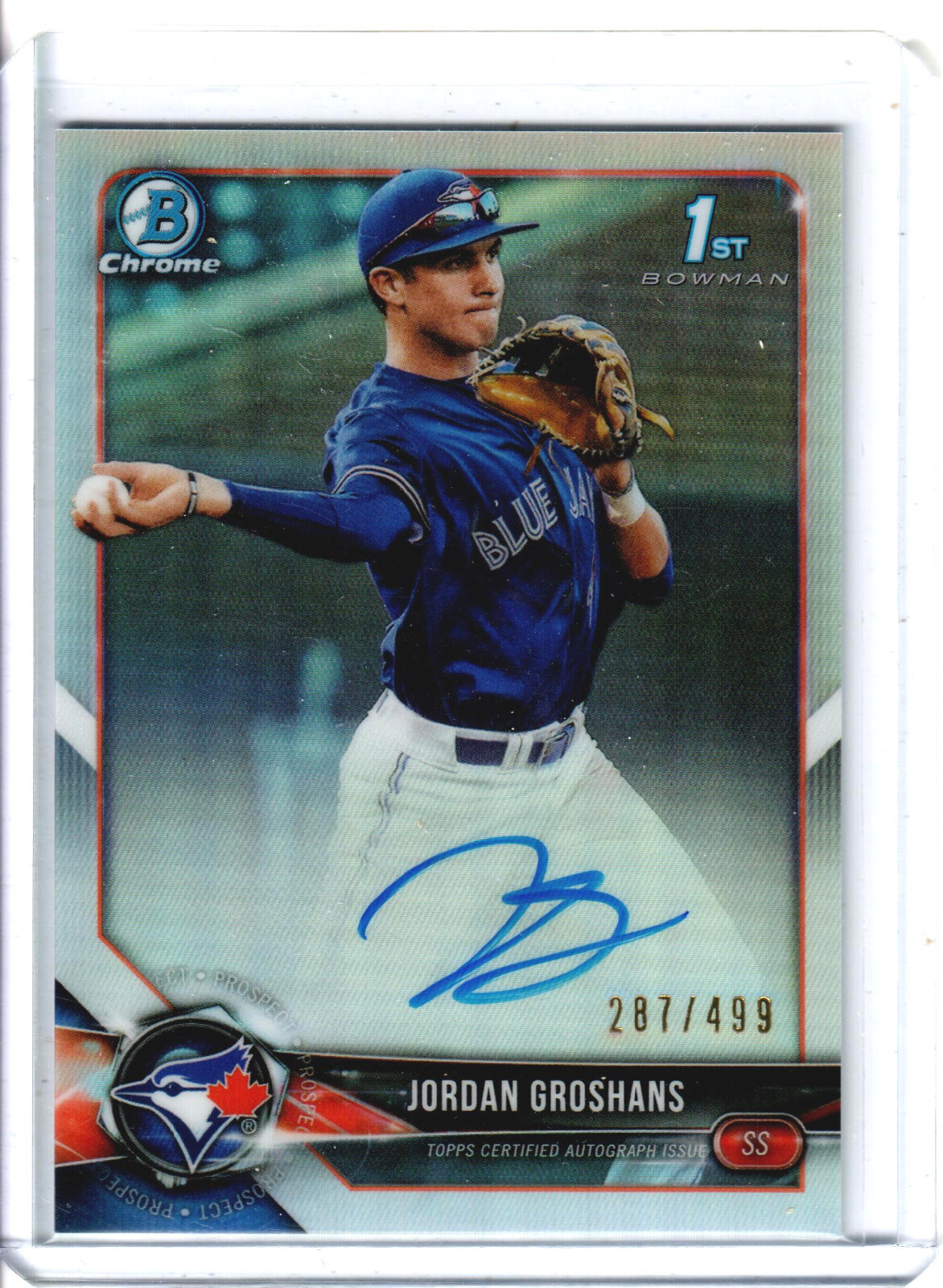 2018 Bowman Chrome Draft Jordan Groshans Refractor Auto 287/499 1st Chrome