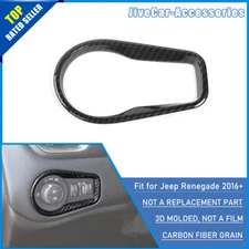 Headlight Control Switch Button Cover Trim For 2016+ Jeep Renegade Carbon Fiber