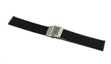 Cinturino silicone nero per orologio chiusura deployante 22mm caucciù gomma BR30