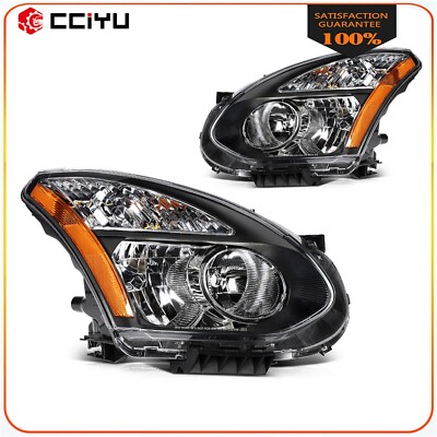 Headlight Assembly Pair For 2008-2013 Nissan Rogue & 2014-15 Rogue Select - Chrome Housing With Amber Reflector