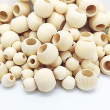 150 Pcs Wooden Beads, Large Hole Unfinished Natural round Wooden Loose Beads 20
