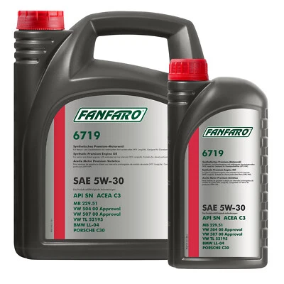 FANFARO 6719 Huile Moteur SAE 5W-30 HC Synthèse ACEA C3 API SN 6 L - Photo 1/4
