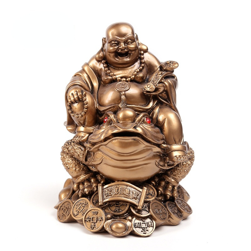 Toad Mido Laughing Buddha Statue Sculpture Luck Wealth Figurines